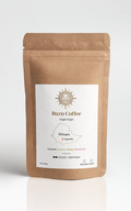 Buzu Coffee package with a white label on a light gray background